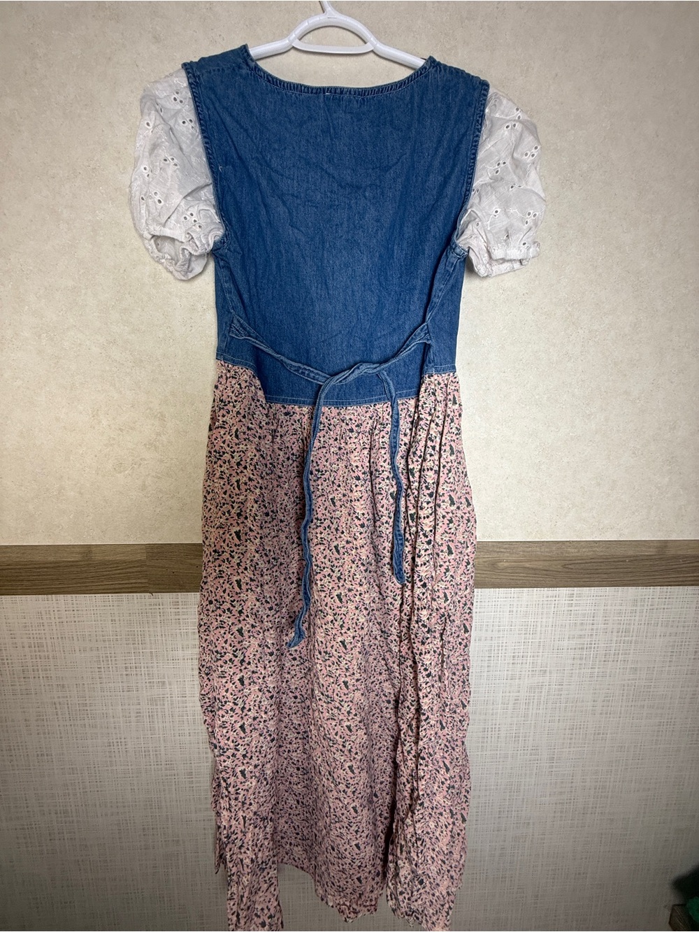 Jane Ashley Blue Denim Bodice with Pink Floral Skirt Dress - Picture 9 of 9